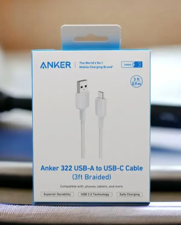 ANKER 322 USB-A TO USB-C CABLE 3FT BRAIDED | WHITE